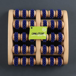 Массажёр для ног «Ножное счастье», 22×20×5.5 см, 5 рядов с шипами, деревянный, синий, бежевый