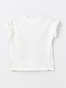 Bisiklet Yaka K?sa Kollu Bambi Bask?l? K?z Bebek Ti??rt - Waikiki фото 2