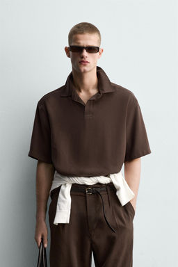 CAMISA POLO FLUIDO RELAXED FIT / Negro - Zara фото 2