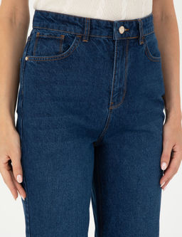 Koyu _ndigo Mom Fit Jean Pantolon