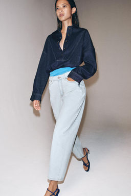 JEANS ZW COLLECTION TAPERED TIRO MEDIO / Azul claro - Zara фото 7