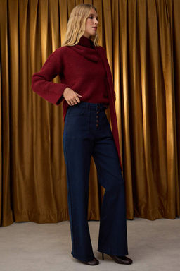 Kahverengi Dugme Detayl? Yuksek Bel Wide Leg Comfort Esnek Jeans TWOAW26JE00017 - Trendyolmilla фото 9