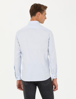 Голубая зауженная рубашка с длинным рукавом - Cacharel фото 5