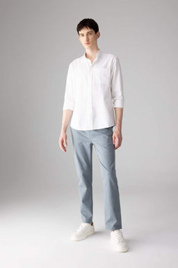 Брюки-чиносы прямого кроя из габардина с карманом на молнии и парусиновой тканью стандартного кроя