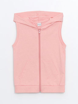 Kap??onlu K?z ?ocuk Fermuarl? Yelek