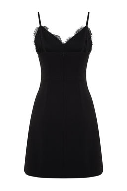 Siyah Dokuma Dantel K?sa S?k Abiye Elbise TPRSS24EL00106 - Trendyolmilla фото 8