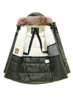 Парка зимняя подростковая для мальчика с капюшоном и мехом цвета хаки 9535Kh - Mtforce фото 10