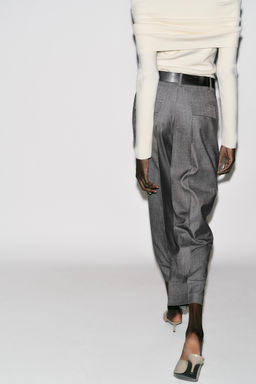 TROUSERS WITH BELT AND TURN-UP HEMS