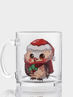 Цена за 24 шт. Кружка Чайная. Новогодние зверушки, 320 мл, стекло, рисунок МИКС
