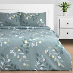 Постельное бельё Этель 1.5сп Green Day 143х215см,150х214см,50х70см-2 шт, поплин,125 г/м2