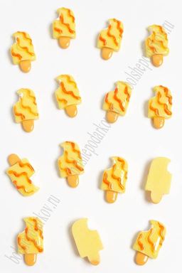 Кабошон "Мороженое на палочке, полоски" (20 шт) SF-3106, светло-желтый