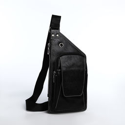 Сумка слинг мужская из искусственной кожи, цвет чёрный