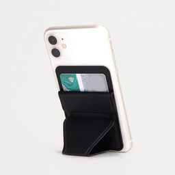 Картхолдер на телефон клеящийся, с подставкой, чёрный