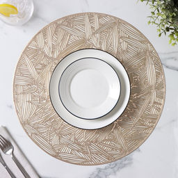 Салфетки сервировочные на стол Доляна «Листья», d=38 см, 4 шт., золотые