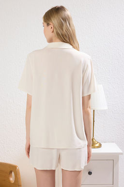 Trendyolmilla Pembe Fiyonklu/Baglamal? Viskon Sortlu Hamile Dokuma Pijama Tak?m? THMSS25PT00191  фото 11