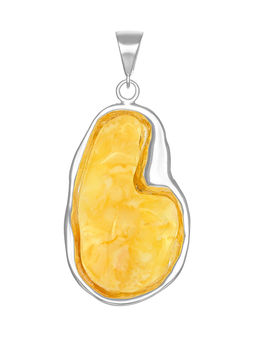 Необычный кулон из натурального белого текстурного янтаря Лагуна