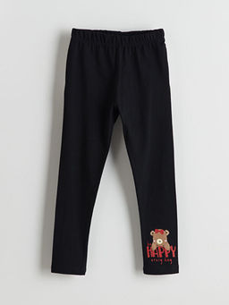 Beli Lastikli Bask?l? K?z ?ocuk Tayt