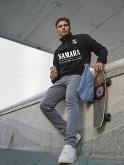 Толстовка мужская с зип-воротником "Samara" черный