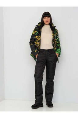 Акция -10%! М-155 Костюм зимний женский Принт черно/зеленый 56-60