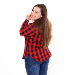 Рубашка женская, красно-чёрная клетка, размер 54