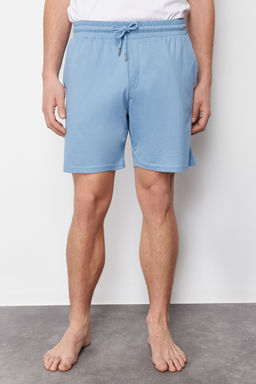 TRENDYOL MAN Mavi Regular Fit Slogan Bask?l? Orme Sortlu Pijama Tak?m? TMNSS24PT00002 - Trendyolmilla фото 7