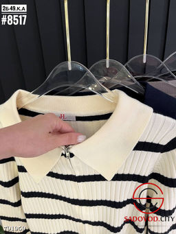 Женский вязаный топ с воротником-поло и застежкой-молнией