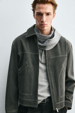VINTAGE-EFFECT FAUX SUEDE JACKET - Zara фото 5