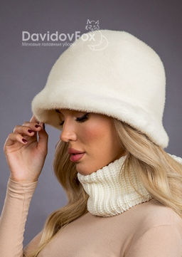 Шапка Шляпка экомех капор жемчуг