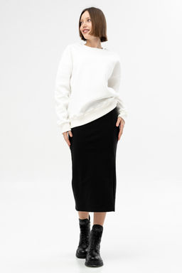 Стильная юбка-карандаш с разрезом Футер 2-х нитка