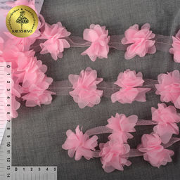 Кружево 3D арт.TBY.1312 Цветы цв.02 нежно-розовый, уп.9,14м