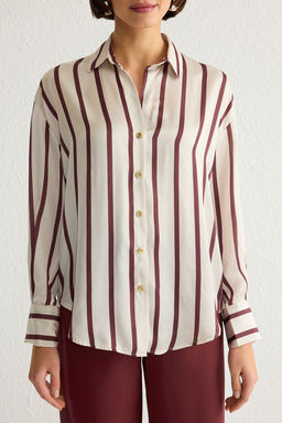 TRENDYOLMILLA K?rm?z? Cizgili Dokuma Gomlek TWOAW24GO00016  фото 11