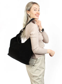 LACCOMA сумка АК3231-Ф-черный натуральная замша хлопок фото 8