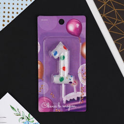 Свеча в торт цифра «1», с шарами