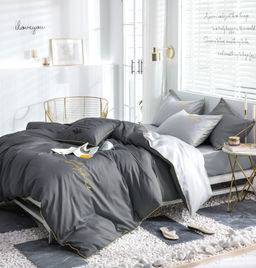 КПБ Mency Winni однотонный с вышивкой на резинке по кругу MENWOV021 2 спальный