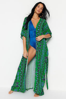 Yesil Etnik Desenli Kimono&Kaftan TBESS23KM00093