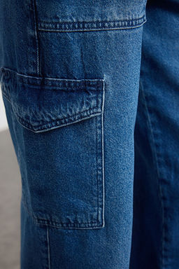 Siyah Kargo Cepli Yuksek Bel Wide Leg Jeans TWOAW22JE0393 - Trendyolmilla фото 20