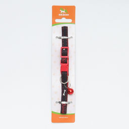 Ошейник Джинс полиэстер с бубенчиком, 34 х 1 см, черно-красный - Пижон фото 9