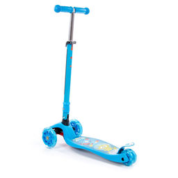 Самокат детский 57х25,7х75см, полипропилен, складная ручка, светящиеся колеса, с наклейкой V1, голубой (Китай)