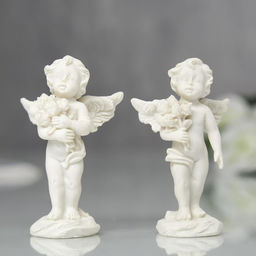 Фигурка полистоун Ангелочек с букетом роз, 7.2?4.5?2.8 см, МИКС