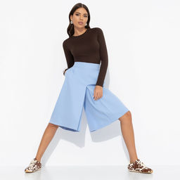 Юбка-шорты с высокой посадкой Девочкам это нравится (blue) - Charutti фото 2