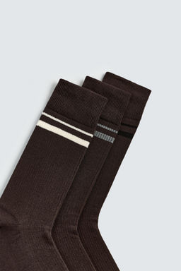 CALCETINES BANDA PACK 3 / Chocolate - Zara фото 3