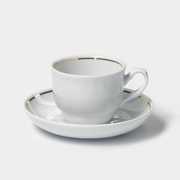 Чайная пара Добрушский завод «Бельё»: 2 предмета: чашка 250 мл, блюдце d=15 см, фарфор, белая