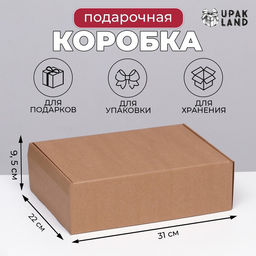 Цена за 5 шт. Коробка самосборная, бурая, 31 х 22 х 9,5 см - UPAK LAND фото 5