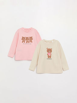 Bisiklet Yaka Uzun Kollu K?z Bebek Ti??rt 2li