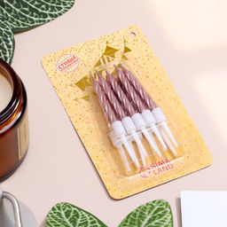 Цена за 3 шт. Свечи в торт Спираль, 10 шт., средние, 5 см, розовый металлик - Страна карнавалия фото 5