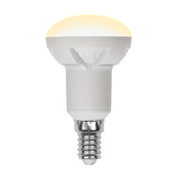 LED-R50 7W/3000K/E14/FR/DIM PLP01WH Лампа светодиодная, диммируемая. Форма "Рефлектор", матовая. Серия Яркая. Теплый белый свет (3000K). Картон. ТМ Uniel.