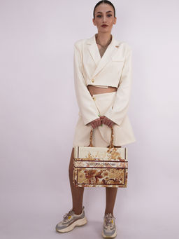 LACCOMA сумка WJB8279-13-желтый/белый эко кожа хлопок фото 7