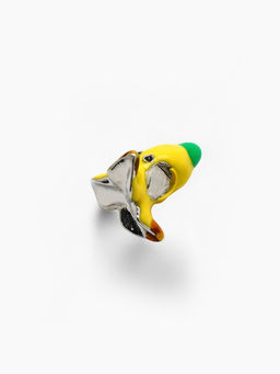 Цена за 5 шт. Шарм «Банан», жёлто-зелёный в чернёном серебре