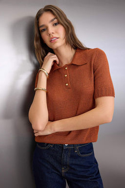 Tarc?n Brumer Iplik Polo Yaka Triko Ince Bluz TWOSS25BZ00341