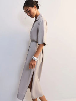 Льняное платье-рубашка с поясом ZR2605012904-36 / Zarina